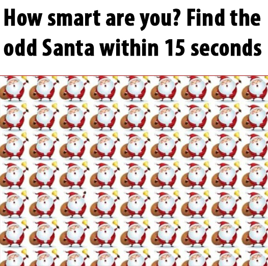 How smart are you? Find the odd Santa within 15 seconds