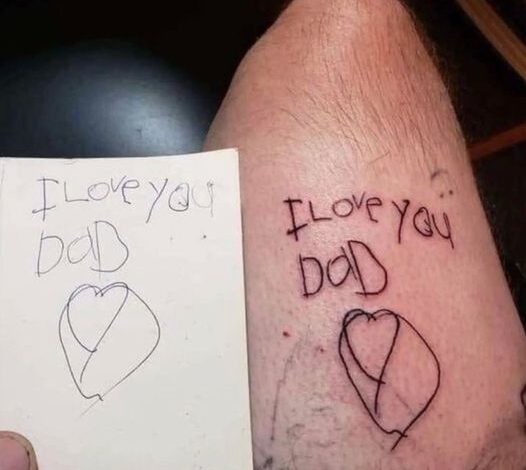 Dad tattoos daughter’s last drawing on himself after she dies of cancer