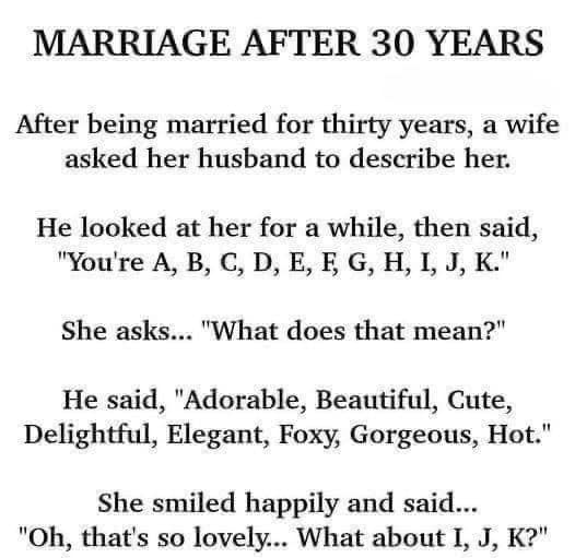 JOKE: Marriage After 30 Years