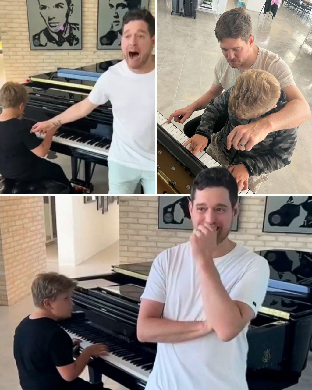 Michael Bublé gets choked up as son accompanies him on piano