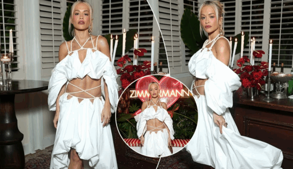 Rita Ora shkëlqen në një fustan të bardhë në eventin luksoz të ‘Zimmermann’ në Los Angeles, përkrah Dakota Fanning