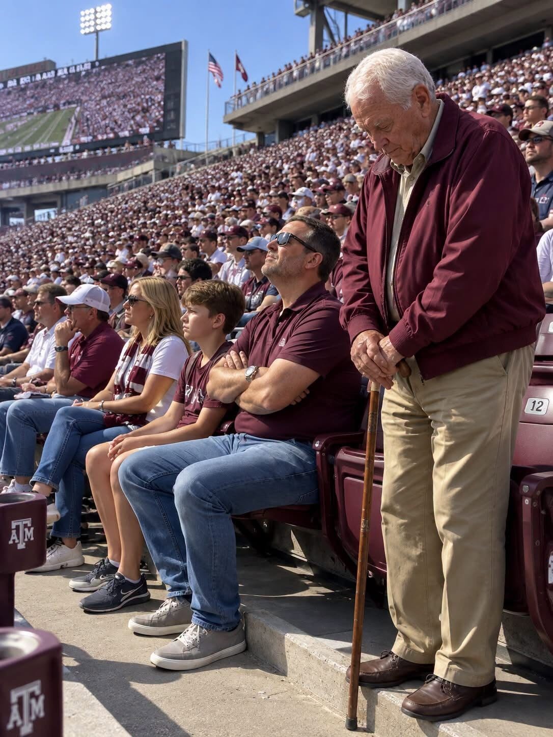 An entitled man took my ninety-two-year-old grandfather’s seats at the most meaningful football match of his life, claiming,