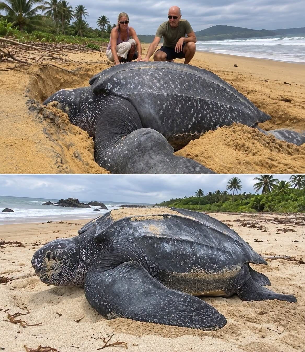 AN. Leatherback — Earth’s largest living turtle — has returned to Sanibel Island, Florida, to nest once again!
