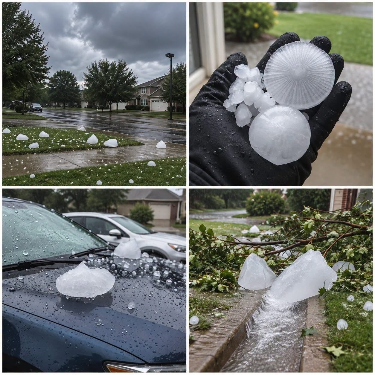 Residents Caught Off Guard as a Powerful Hailstorm Sweeps Through Town